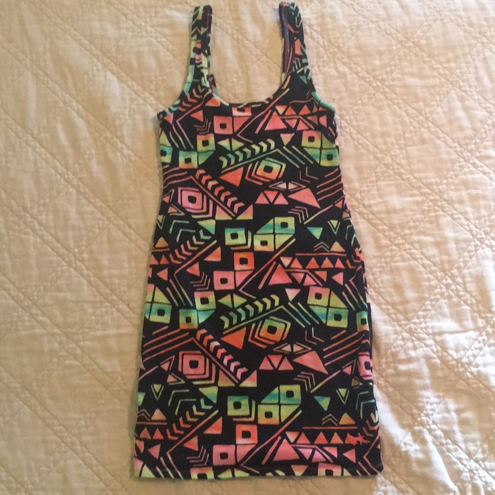 NWOT PINK geometric print tank sundress XS